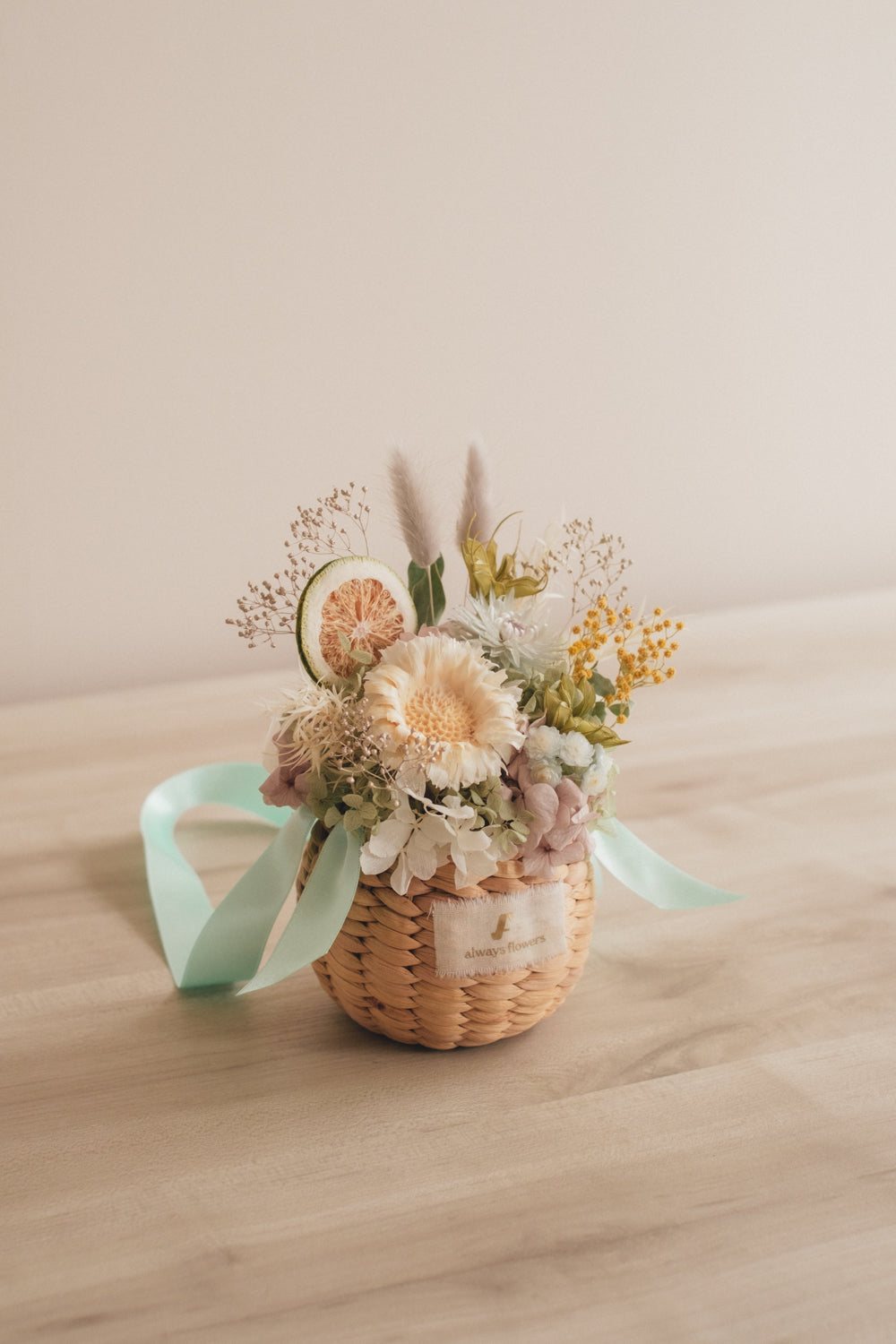 ◆NEW季節限定◆Flower BAG No.2／フラワーバッグアレンジ　ヴェールシトロン／ドライ&amp;プリザーブドフラワー