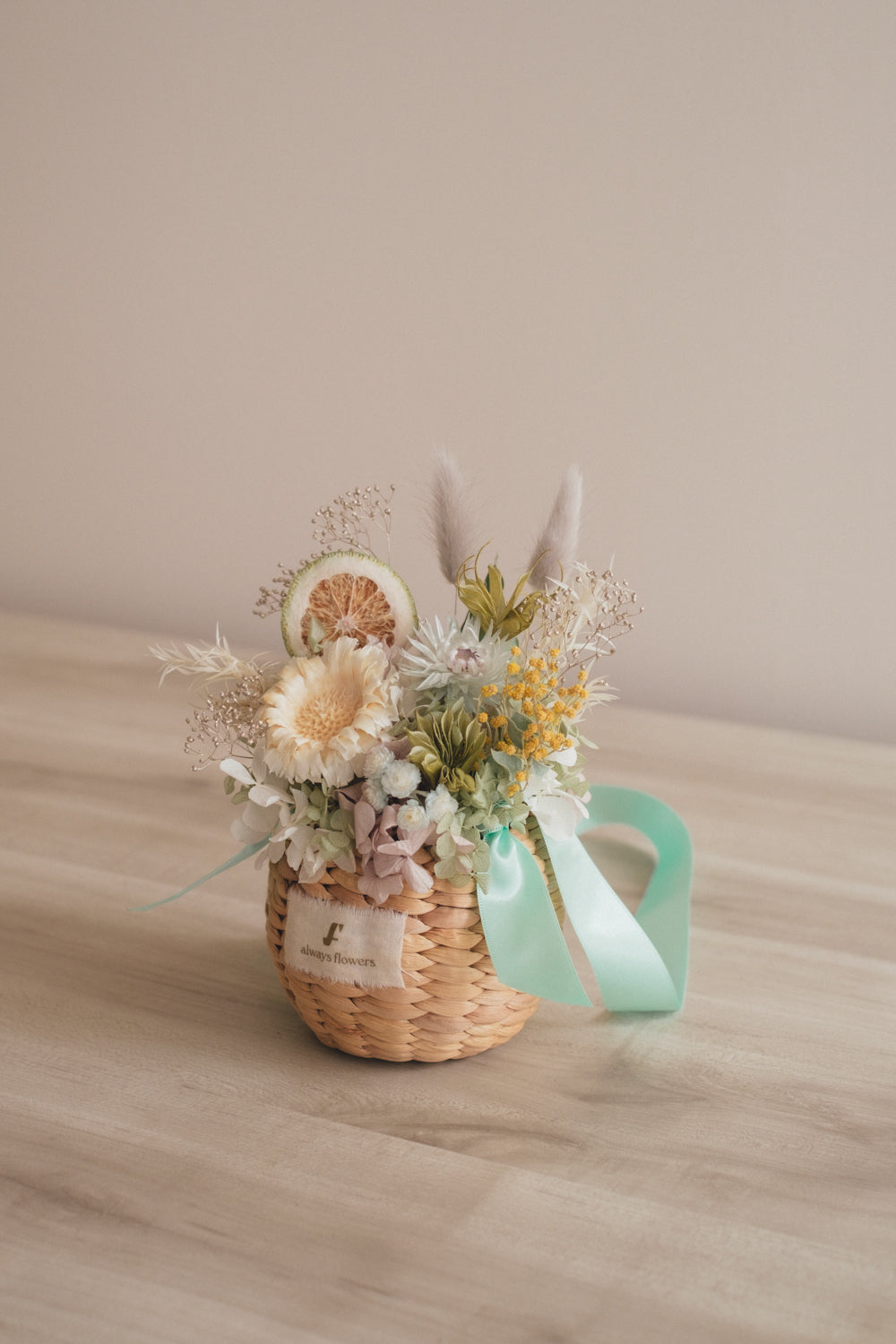 ◆NEW季節限定◆Flower BAG No.2／フラワーバッグアレンジ　ヴェールシトロン／ドライ&amp;プリザーブドフラワー