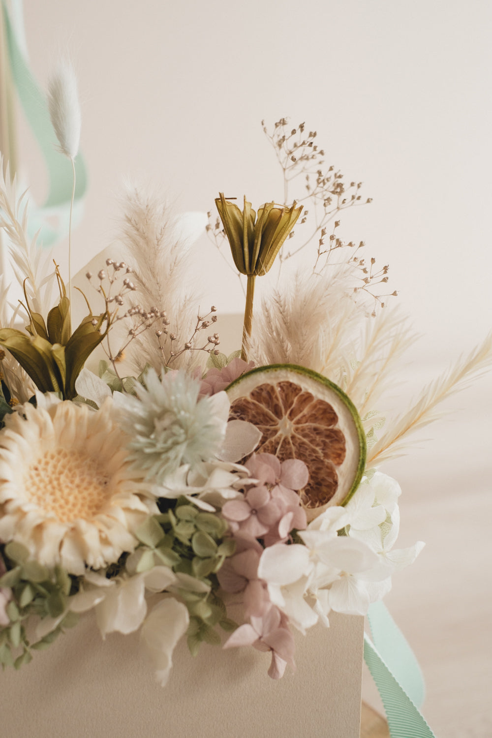 ◆NEW季節限定◆Flower BAG No.1／フラワーバッグアレンジ　ブロンシトロン／ドライ&amp;プリザーブドフラワー