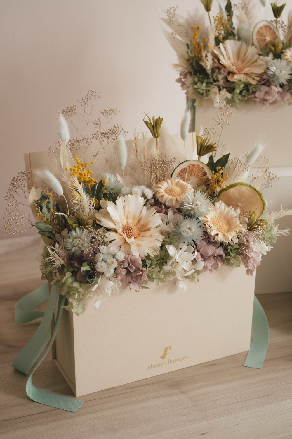 ◆NEW季節限定◆Flower BAG No.1／フラワーバッグアレンジ　ブロンシトロン／ドライ&amp;プリザーブドフラワー