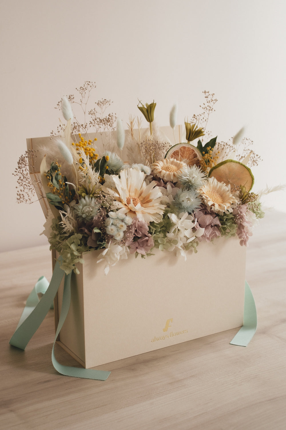 ◆NEW季節限定◆Flower BAG No.1／フラワーバッグアレンジ　ブロンシトロン／ドライ&amp;プリザーブドフラワー