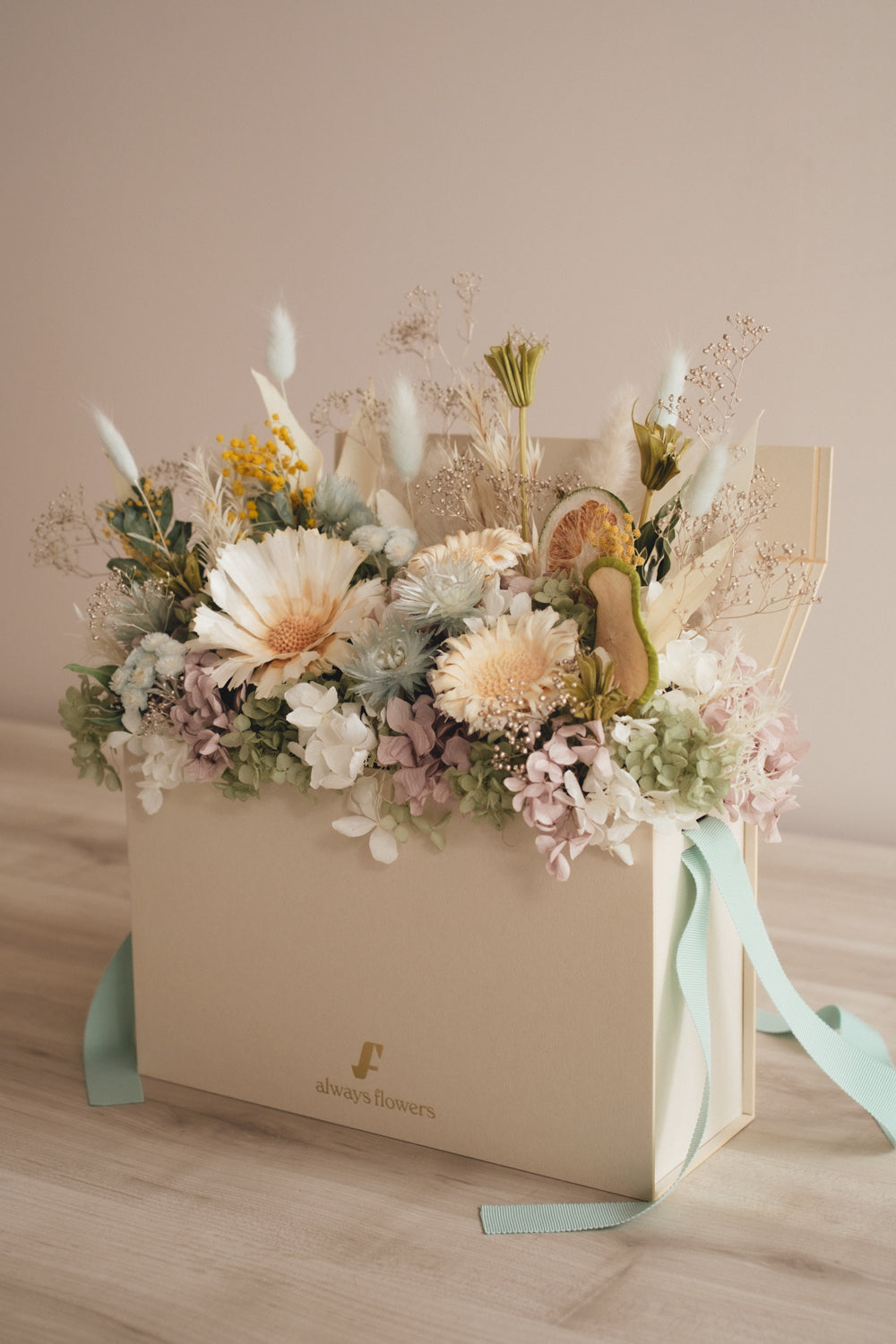 ◆NEW季節限定◆Flower BAG No.1／フラワーバッグアレンジ　ブロンシトロン／ドライ&amp;プリザーブドフラワー