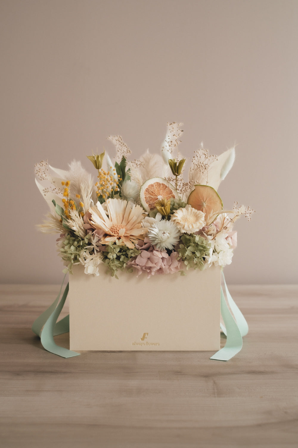 ◆NEW季節限定◆Flower BAG No.1／フラワーバッグアレンジ　ブロンシトロン／ドライ&amp;プリザーブドフラワー