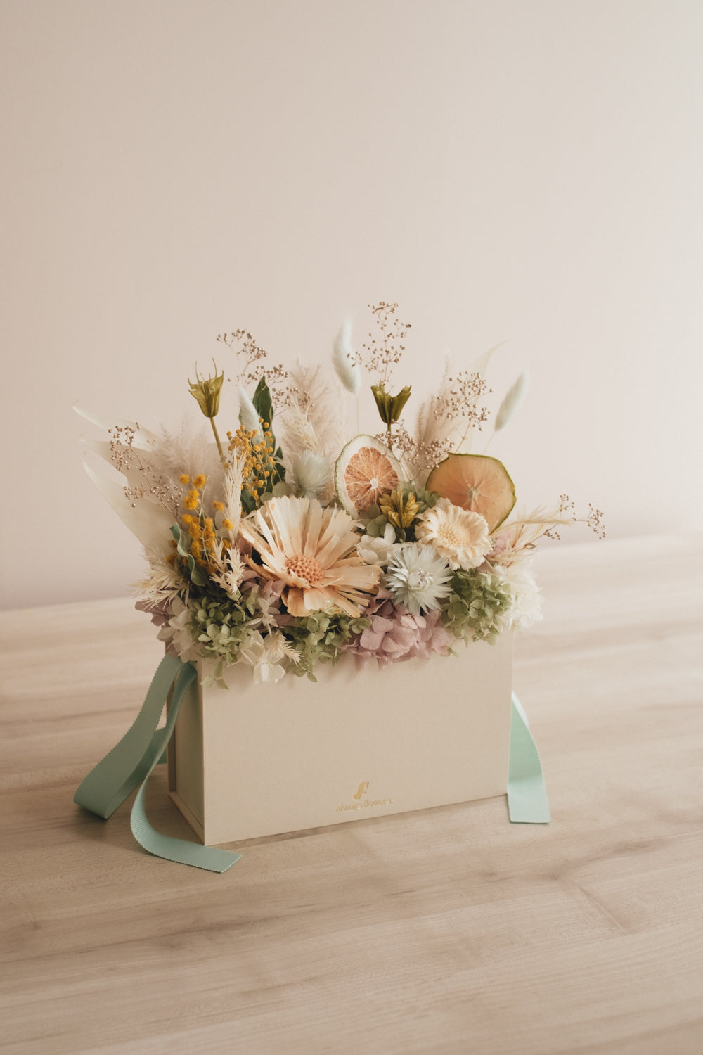 ◆NEW季節限定◆Flower BAG No.1／フラワーバッグアレンジ　ブロンシトロン／ドライ&amp;プリザーブドフラワー