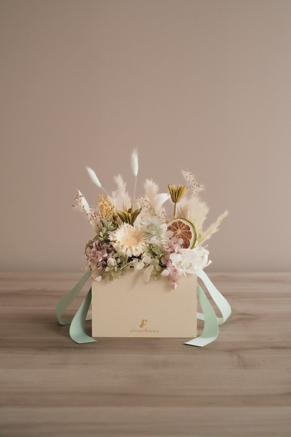 ◆NEW季節限定◆Flower BAG No.1／フラワーバッグアレンジ　ブロンシトロン／ドライ&amp;プリザーブドフラワー