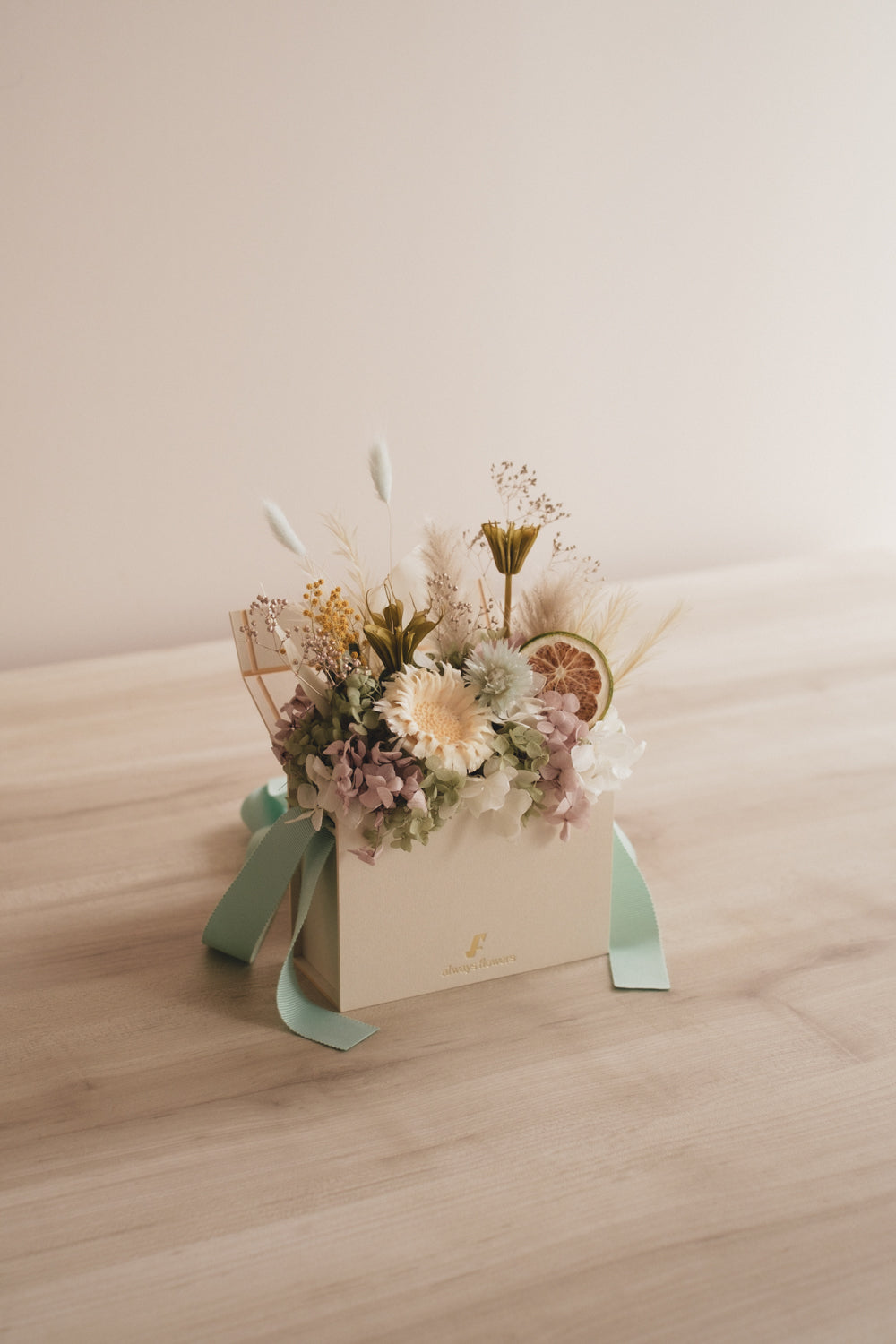 ◆NEW季節限定◆Flower BAG No.1／フラワーバッグアレンジ　ブロンシトロン／ドライ&amp;プリザーブドフラワー