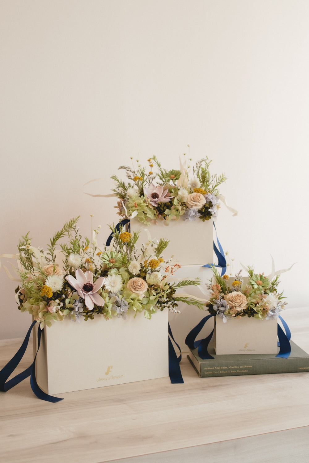 季節限定◆Flower BAG No.1/フラワーバッグアレンジ プレザントグリーン/ドライ&プリザーブドフラワー