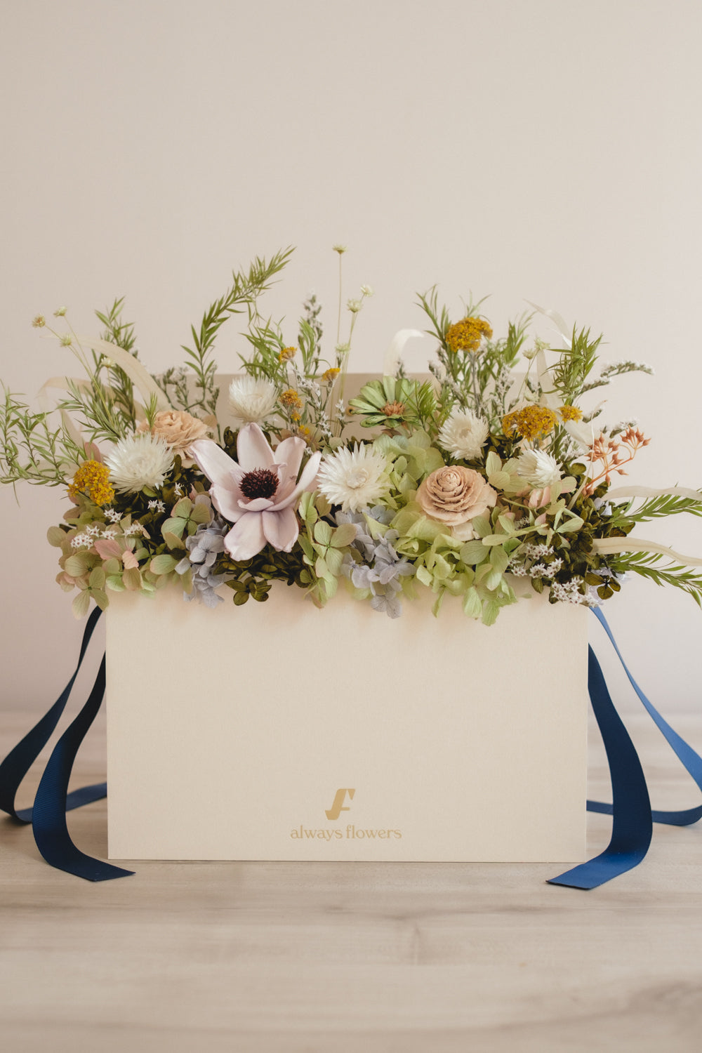 季節限定◆Flower BAG No.1／フラワーバッグアレンジ　プレザントグリーン／ドライ&amp;プリザーブドフラワー