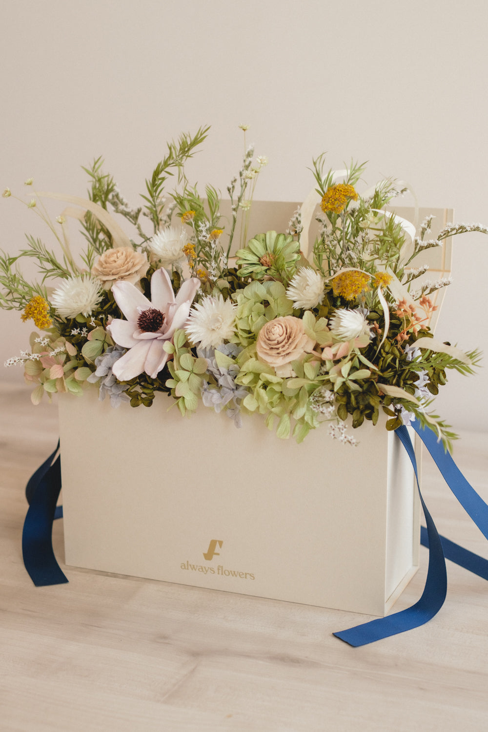 季節限定◆Flower BAG No.1／フラワーバッグアレンジ　プレザントグリーン／ドライ&amp;プリザーブドフラワー