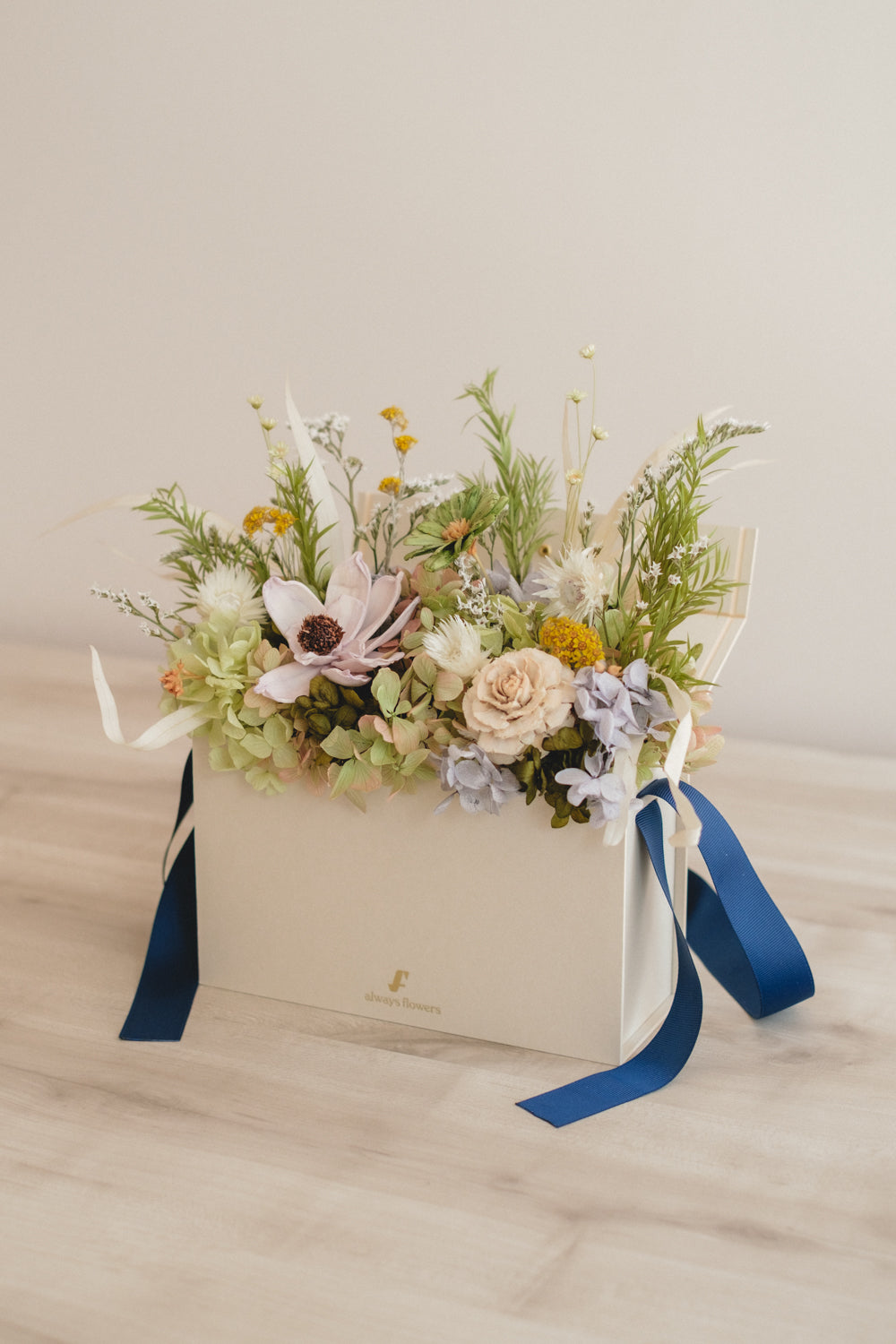 季節限定◆Flower BAG No.1／フラワーバッグアレンジ　プレザントグリーン／ドライ&amp;プリザーブドフラワー