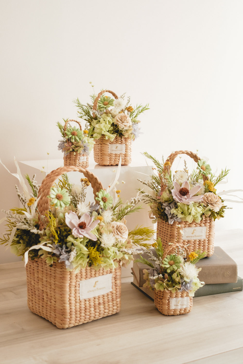 季節限定◆Flower BAG No.3 /スクエアカゴバッグ クレールヴェール/ドライ・プリザーブドフラワー