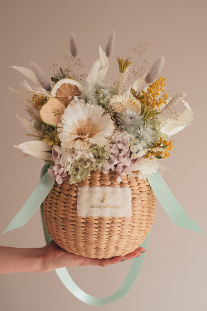 ◆NEW季節限定◆Flower BAG No.2／フラワーバッグアレンジ　ヴェールシトロン／ドライ&amp;プリザーブドフラワー