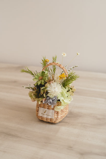 季節限定◆Flower BAG No.3 ／スクエアカゴバッグ　クレールヴェール／ドライ・プリザーブドフラワー