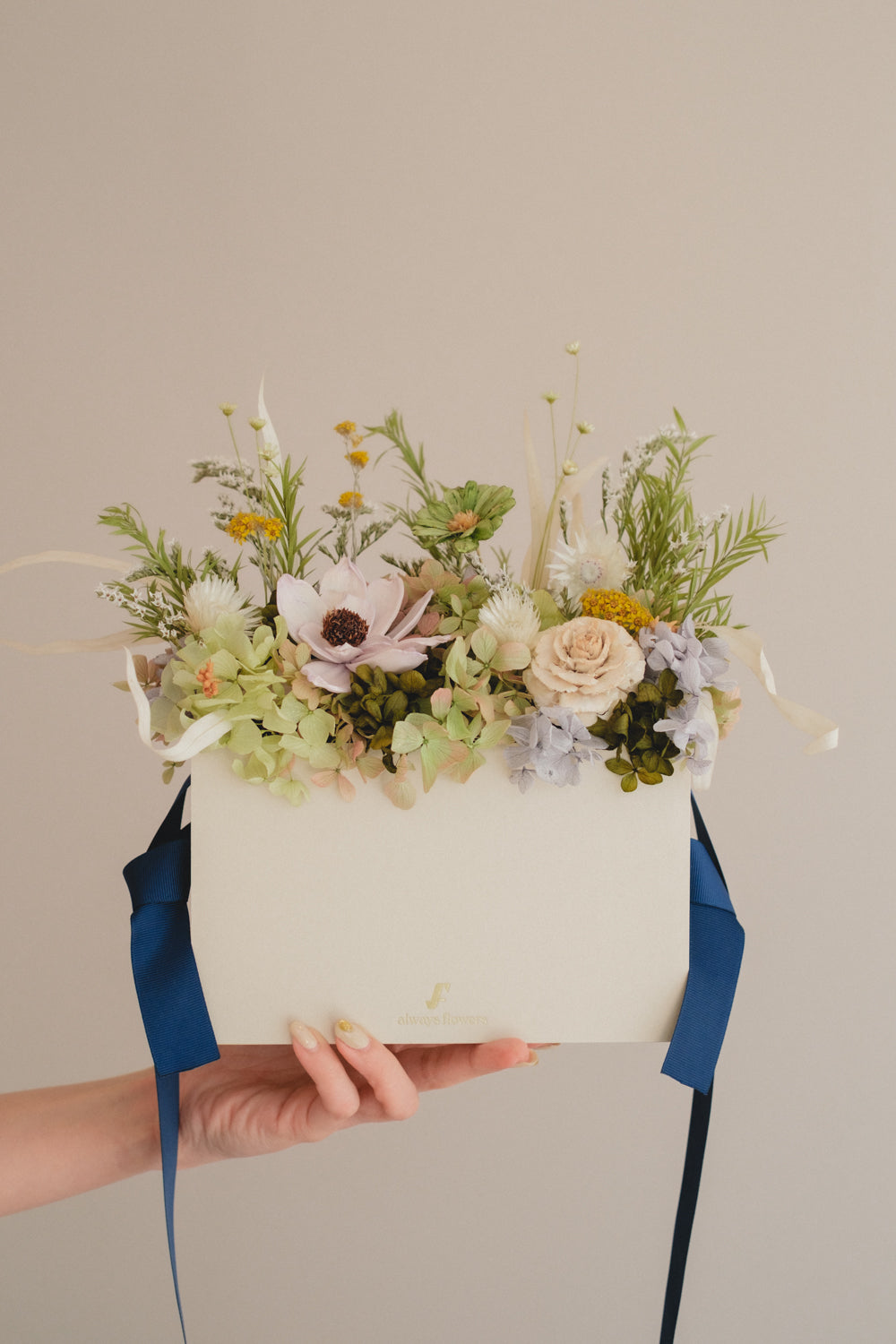 季節限定◆Flower BAG No.1／フラワーバッグアレンジ　プレザントグリーン／ドライ&amp;プリザーブドフラワー