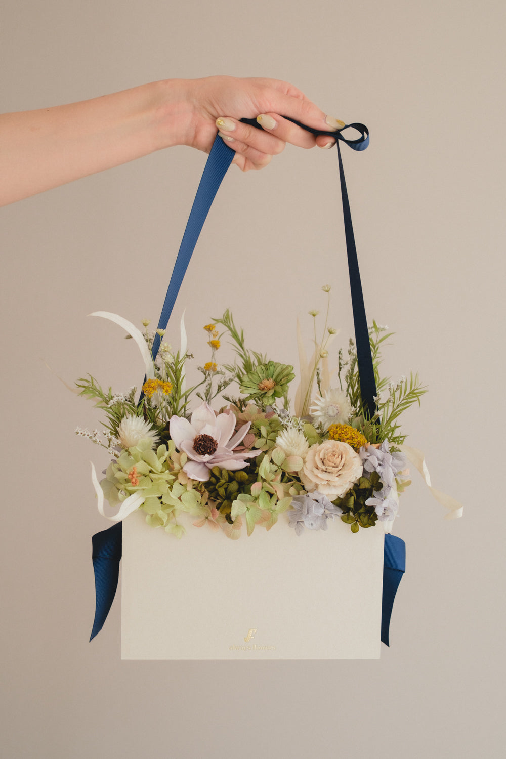 季節限定◆Flower BAG No.1／フラワーバッグアレンジ　プレザントグリーン／ドライ&amp;プリザーブドフラワー
