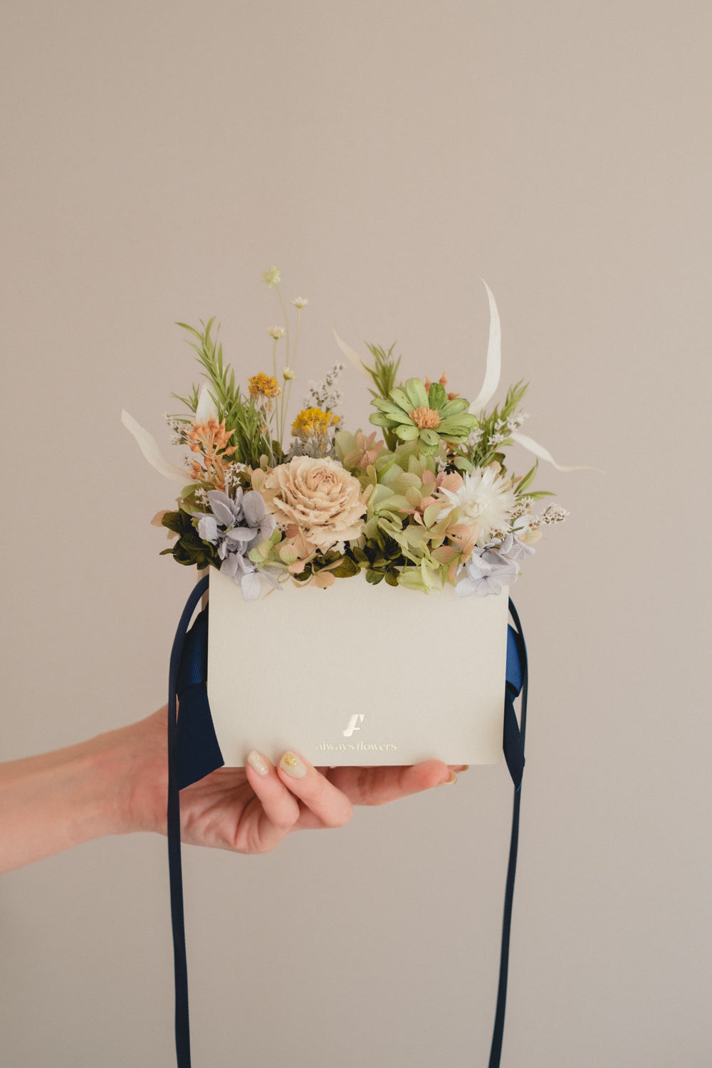 季節限定◆Flower BAG No.1／フラワーバッグアレンジ　プレザントグリーン／ドライ&amp;プリザーブドフラワー
