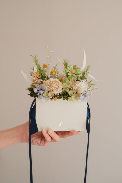 季節限定◆Flower BAG No.1／フラワーバッグアレンジ　プレザントグリーン／ドライ&amp;プリザーブドフラワー