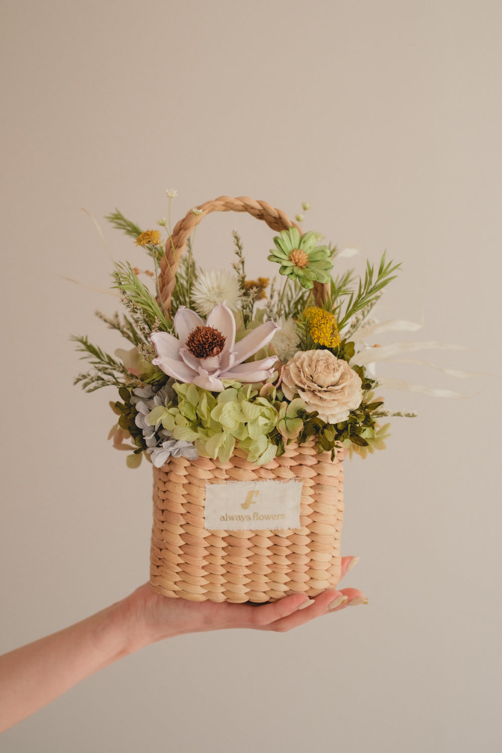 季節限定◆Flower BAG No.3 ／スクエアカゴバッグ　クレールヴェール／ドライ・プリザーブドフラワー