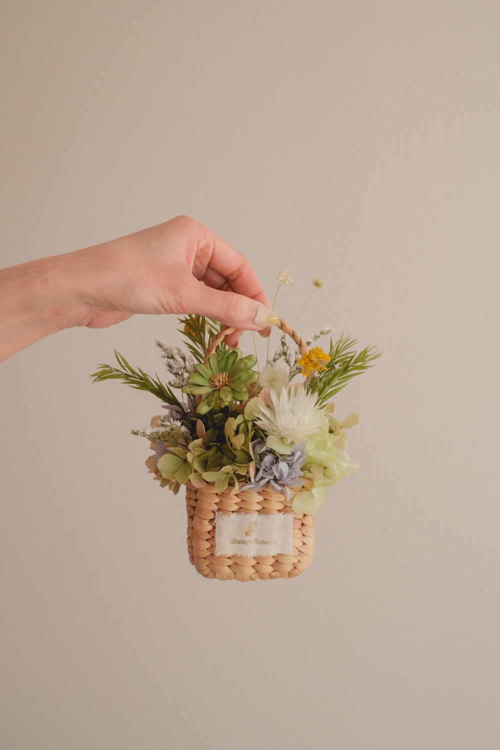 季節限定◆Flower BAG No.3 ／スクエアカゴバッグ　クレールヴェール／ドライ・プリザーブドフラワー