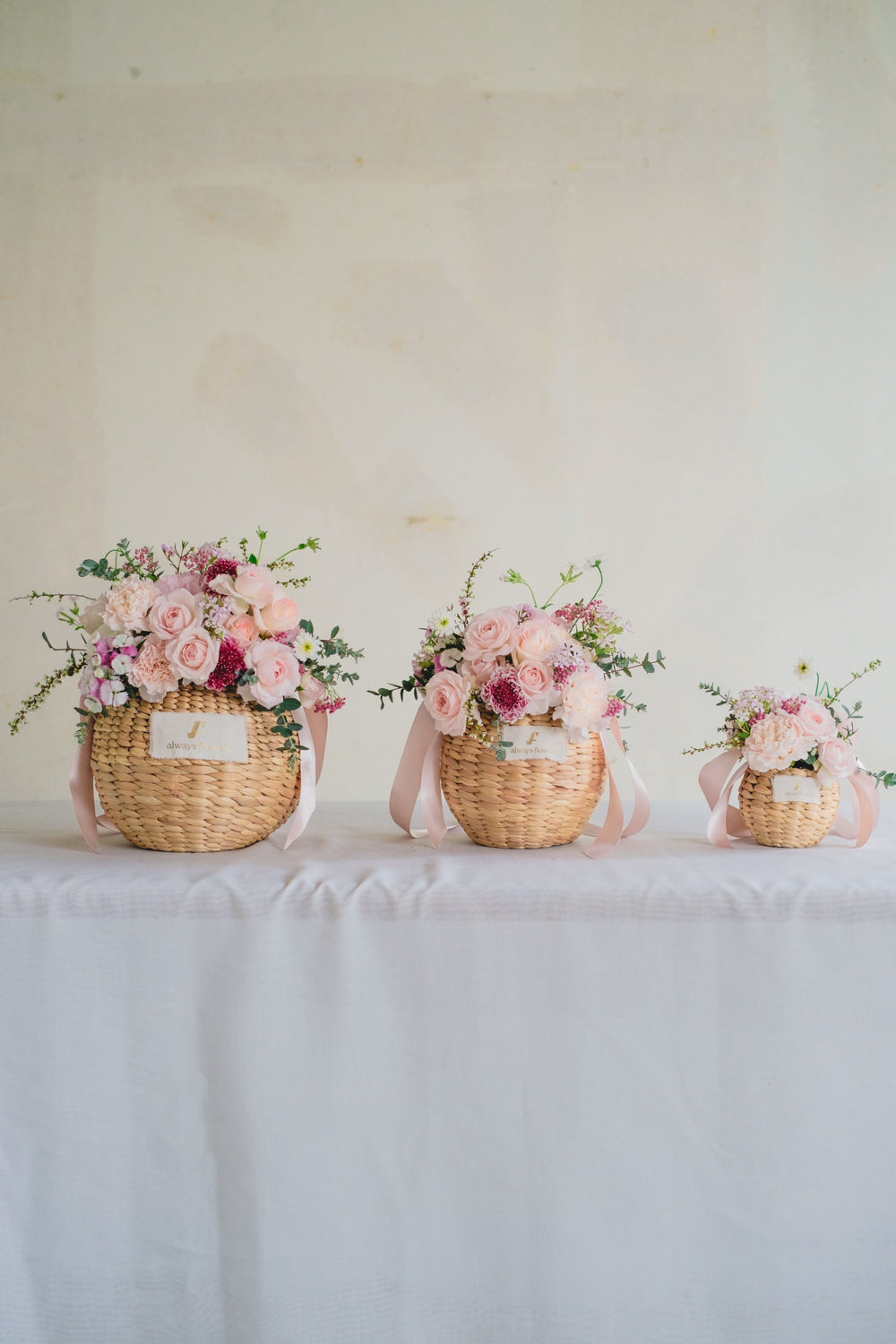 Flower BAG No.2 /カゴバッグアレンジ ナチュラルピンク/生花