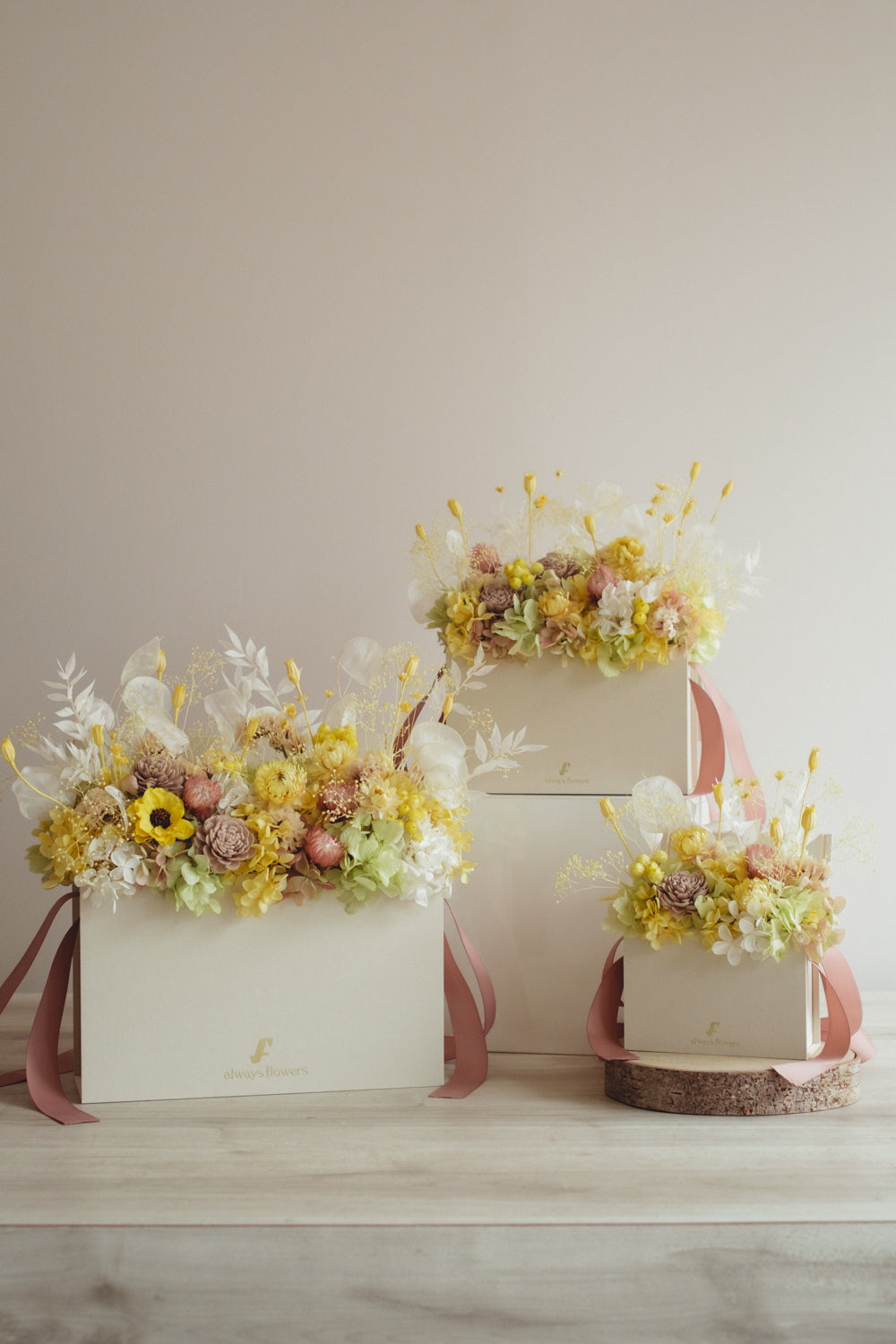 季節限定◆Flower BAG No.1/フラワーバッグアレンジ レモンクリーム/ドライ&プリザーブドフラワー