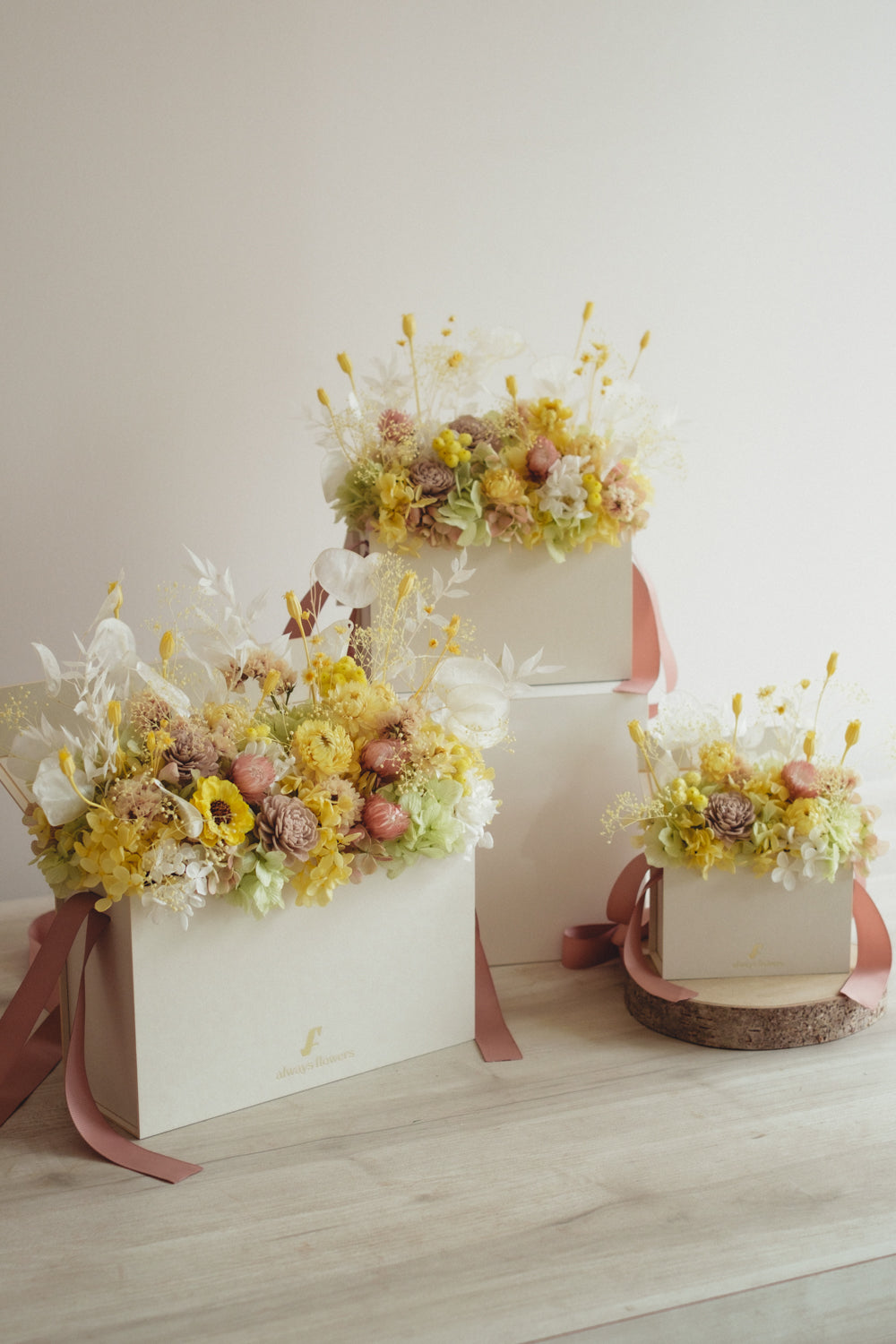 季節限定◆Flower BAG No.1/フラワーバッグアレンジ レモンクリーム/ドライ&プリザーブドフラワー