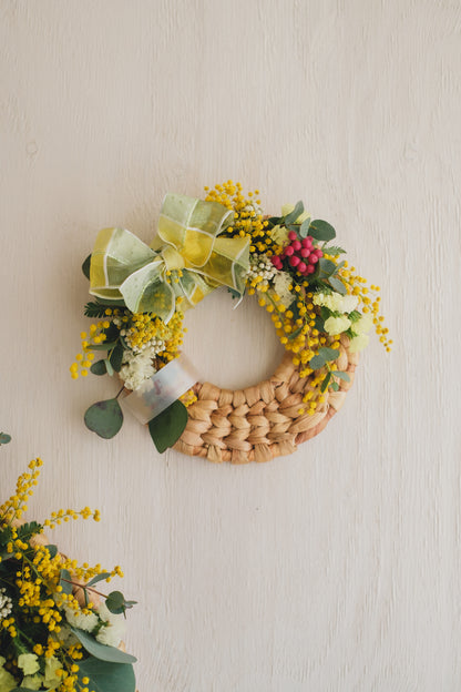◆NEW季節限定◆Disc Wreath／ディスクリース　ミモザクーロンヌ／ドライフラワー＆プリザーブドフラワー