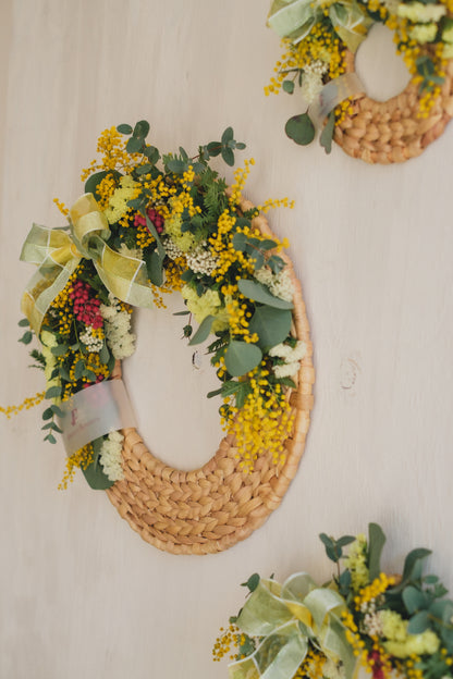 ◆NEW季節限定◆Disc Wreath／ディスクリース　ミモザクーロンヌ／ドライフラワー＆プリザーブドフラワー