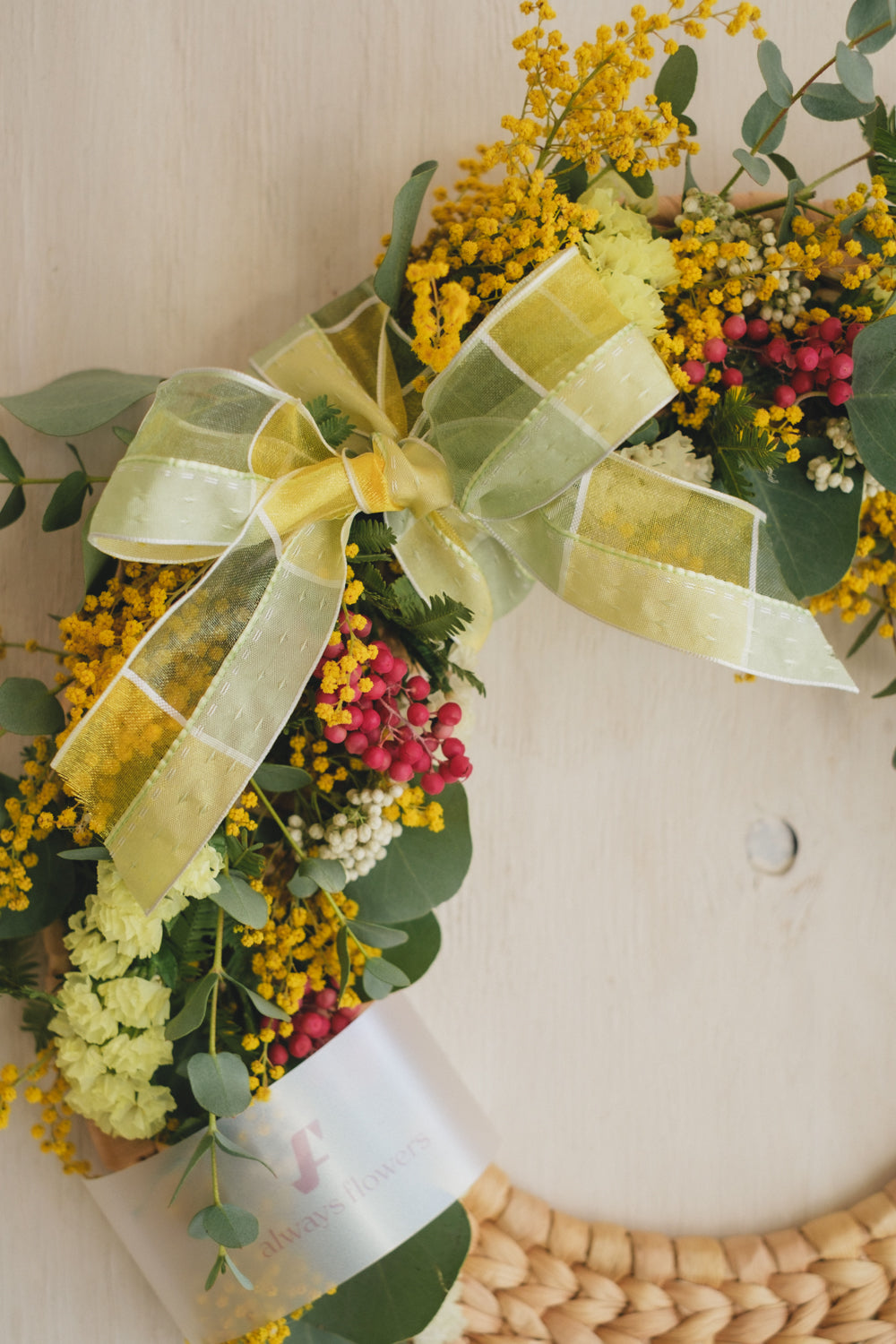 ◆NEW季節限定◆Disc Wreath／ディスクリース　ミモザクーロンヌ／ドライフラワー＆プリザーブドフラワー