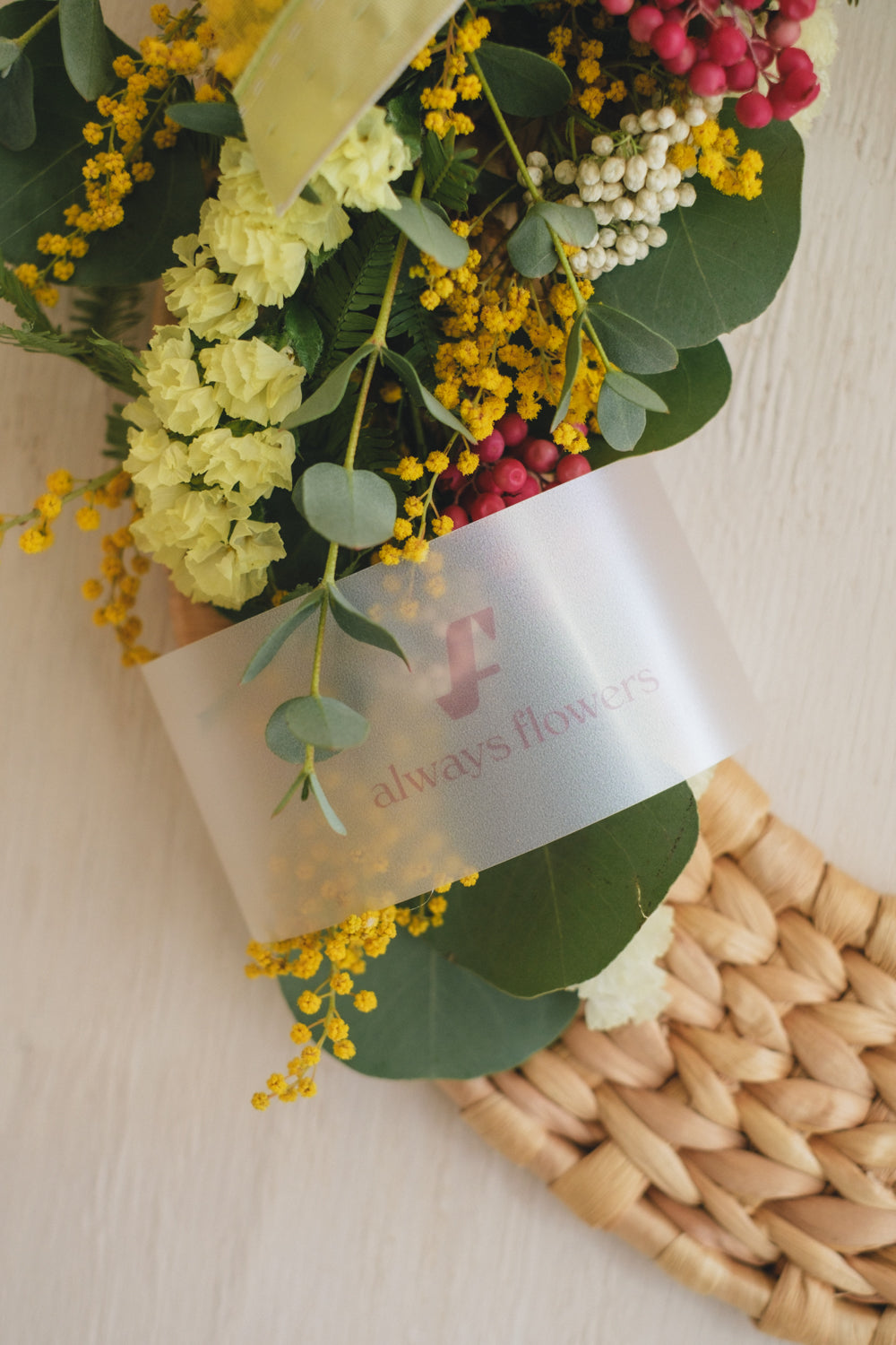 ◆NEW季節限定◆Disc Wreath／ディスクリース　ミモザクーロンヌ／ドライフラワー＆プリザーブドフラワー