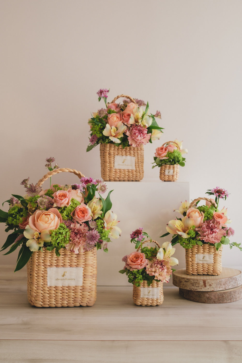 ◆3/14-4/30お届け限定◆Flower BAG No.3 ／スクエアカゴバッグ　スプリングフレッシュ／生花