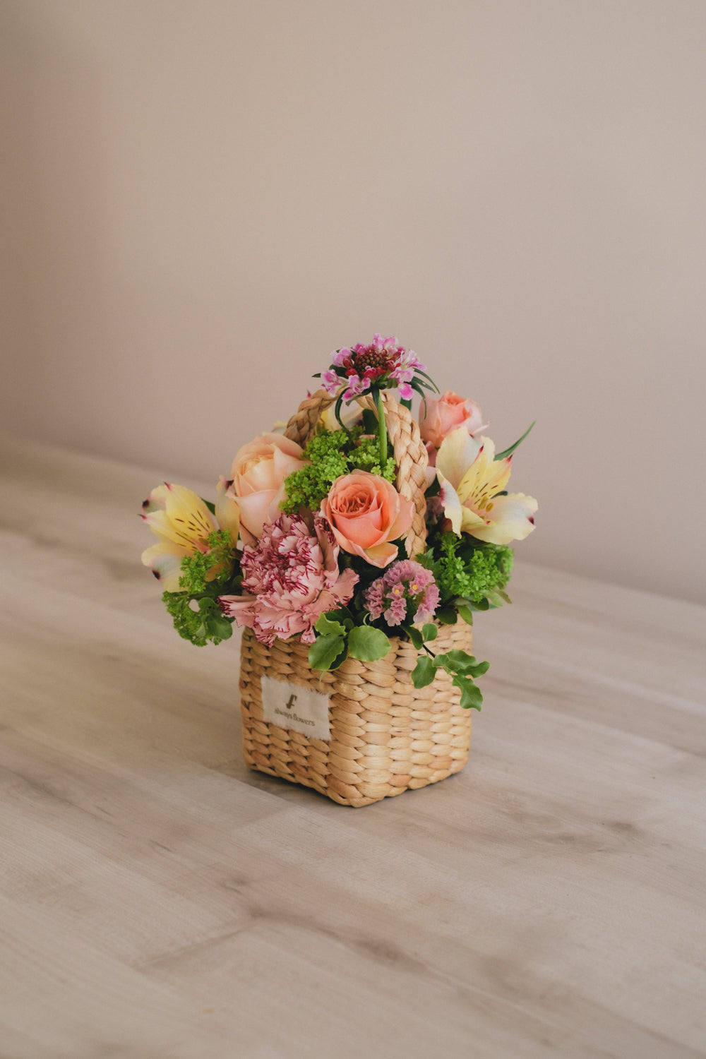 ◆3/14-4/30お届け限定◆Flower BAG No.3 ／スクエアカゴバッグ　スプリングフレッシュ／生花