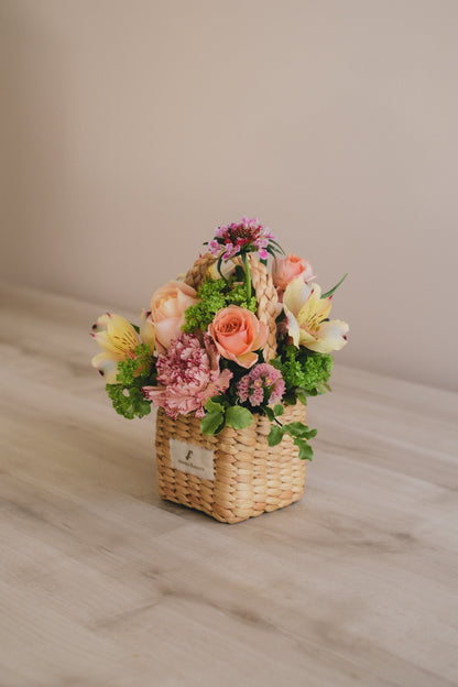 ◆3/14-4/30お届け限定◆Flower BAG No.3 ／スクエアカゴバッグ　スプリングフレッシュ／生花