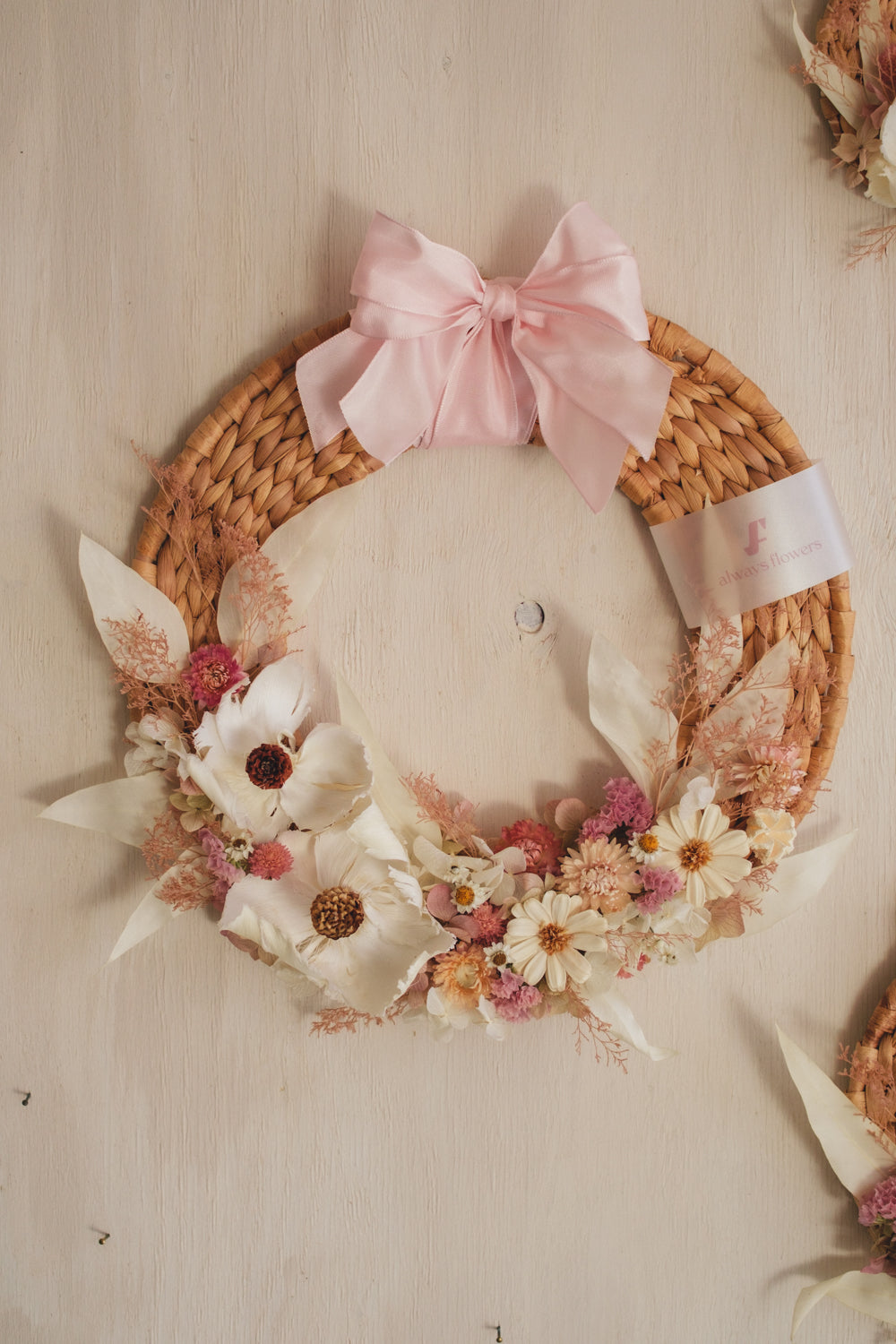 ◆NEW◆Disc Wreath／ディスクリース　ミルキーピンク／ドライフラワー＆プリザーブドフラワー