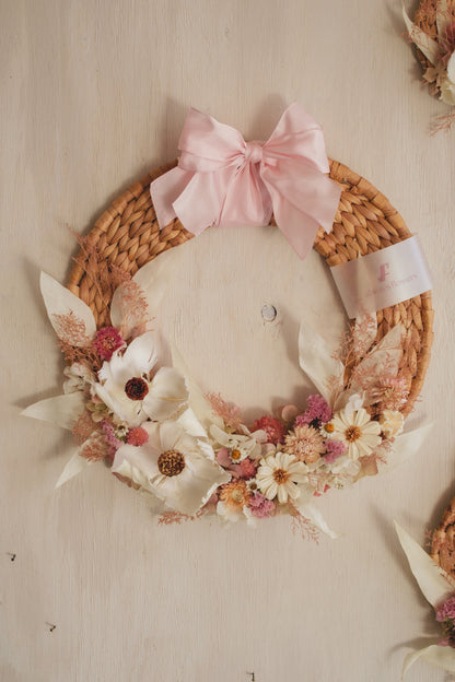 ◆NEW◆Disc Wreath／ディスクリース　ミルキーピンク／ドライフラワー＆プリザーブドフラワー