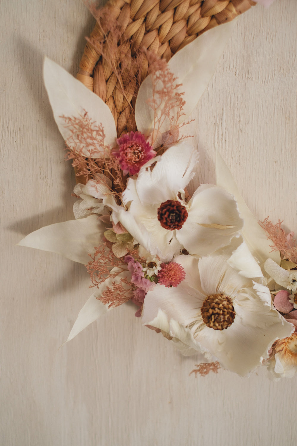 ◆NEW◆Disc Wreath／ディスクリース　ミルキーピンク／ドライフラワー＆プリザーブドフラワー