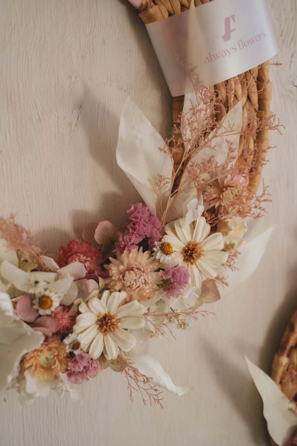 ◆NEW◆Disc Wreath／ディスクリース　ミルキーピンク／ドライフラワー＆プリザーブドフラワー