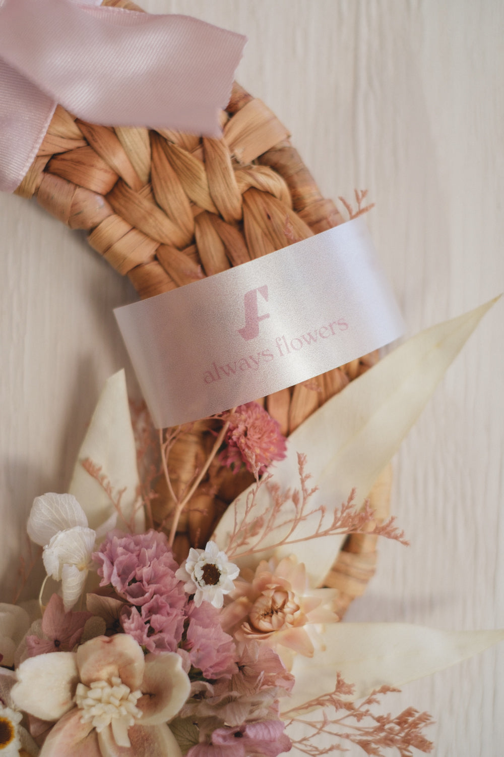 ◆NEW◆Disc Wreath／ディスクリース　ミルキーピンク／ドライフラワー＆プリザーブドフラワー