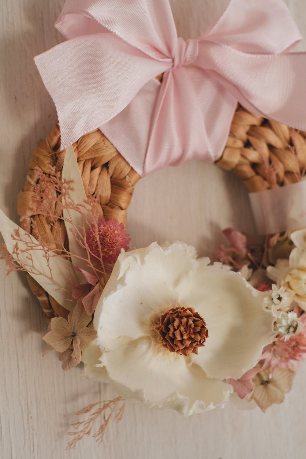 ◆NEW◆Disc Wreath／ディスクリース　ミルキーピンク／ドライフラワー＆プリザーブドフラワー