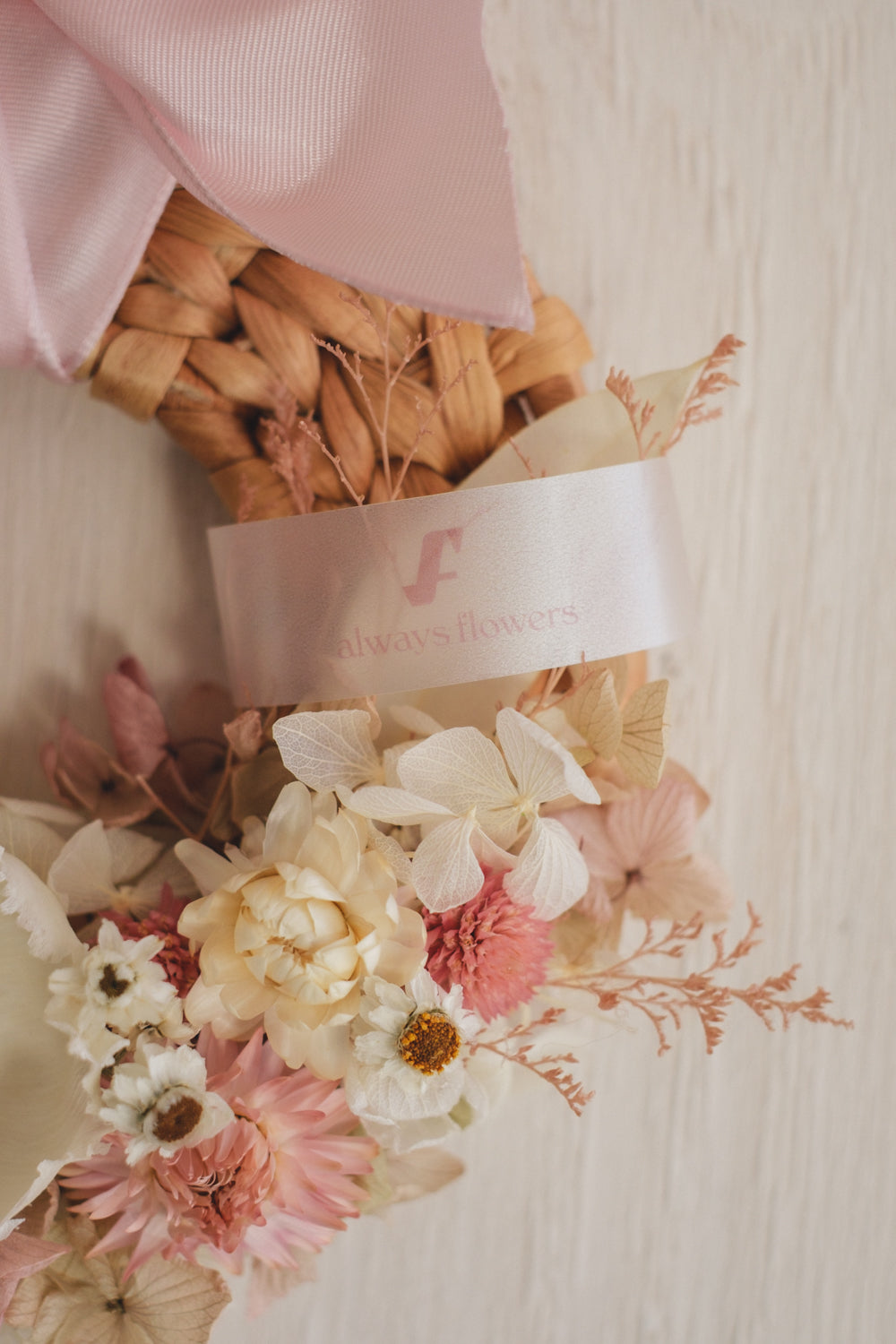 ◆NEW◆Disc Wreath／ディスクリース　ミルキーピンク／ドライフラワー＆プリザーブドフラワー