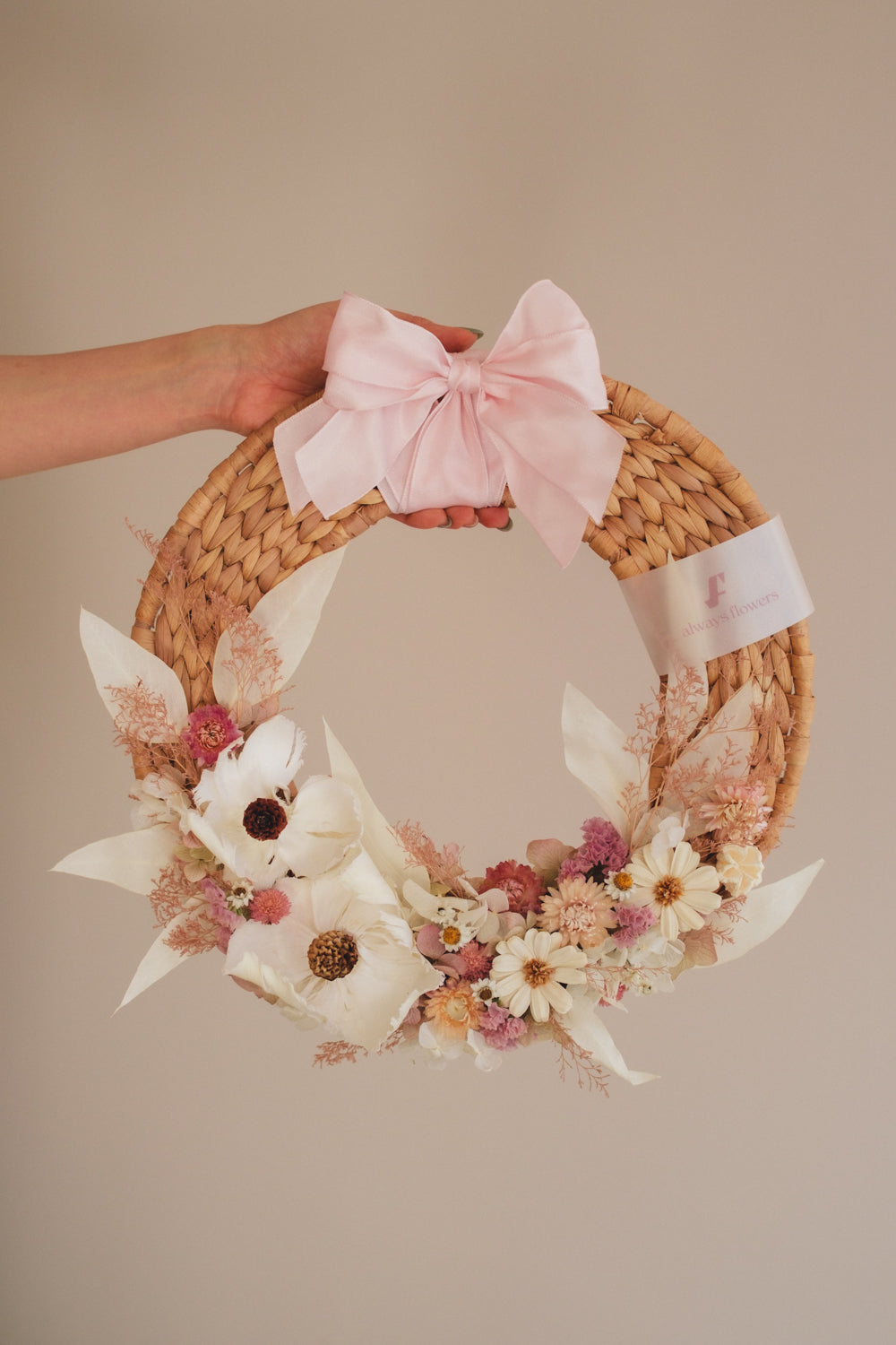 ◆NEW◆Disc Wreath／ディスクリース　ミルキーピンク／ドライフラワー＆プリザーブドフラワー