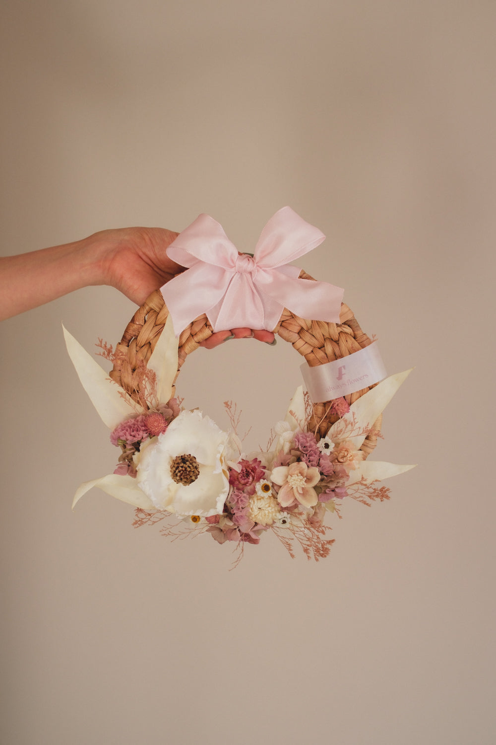 ◆NEW◆Disc Wreath／ディスクリース　ミルキーピンク／ドライフラワー＆プリザーブドフラワー