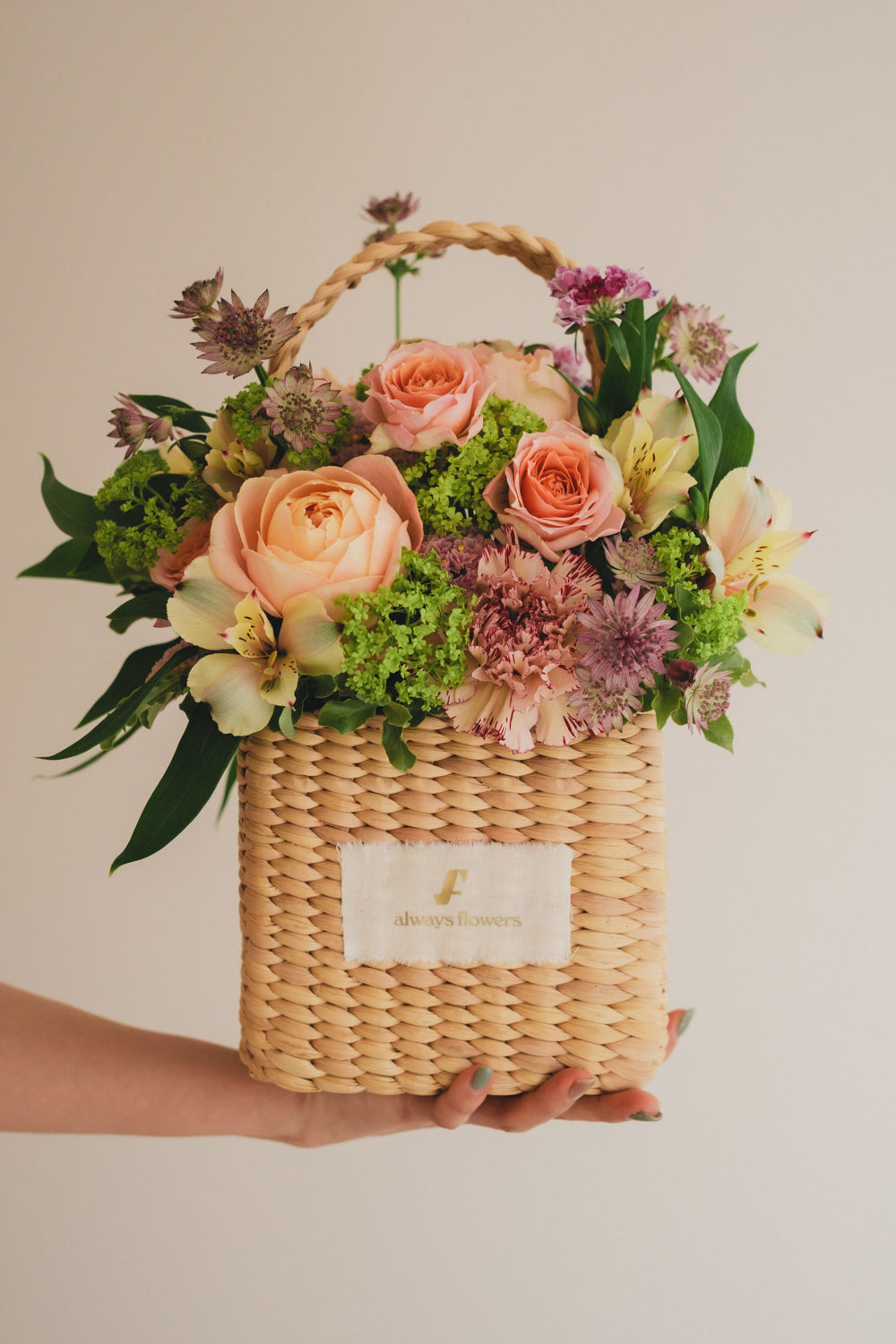 ◆3/14-4/30お届け限定◆Flower BAG No.3 ／スクエアカゴバッグ　スプリングフレッシュ／生花