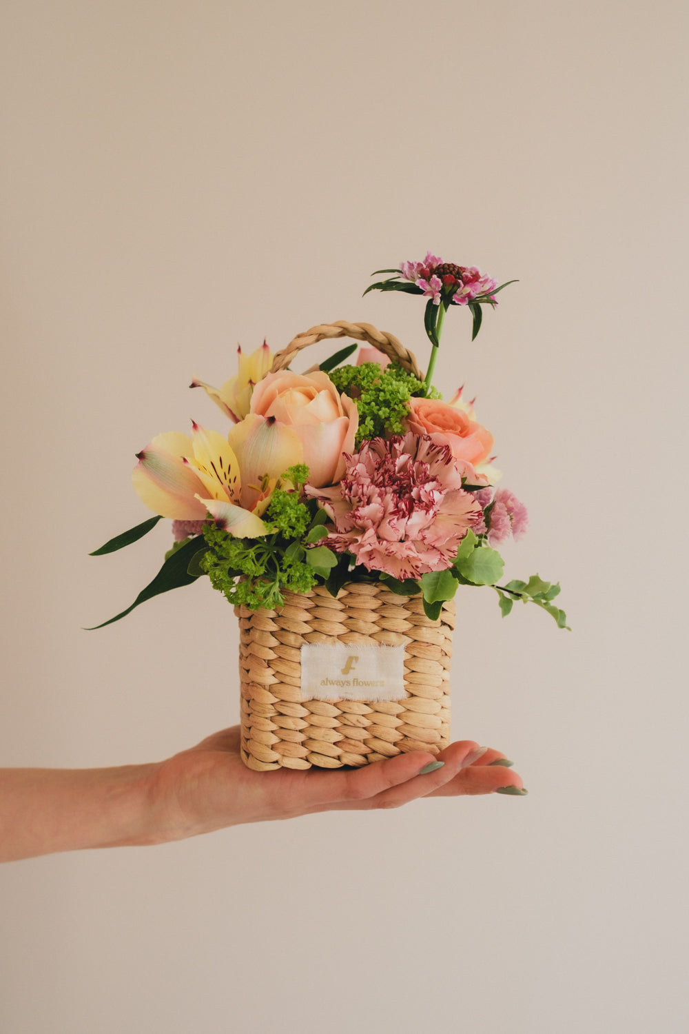 ◆3/14-4/30お届け限定◆Flower BAG No.3 ／スクエアカゴバッグ　スプリングフレッシュ／生花