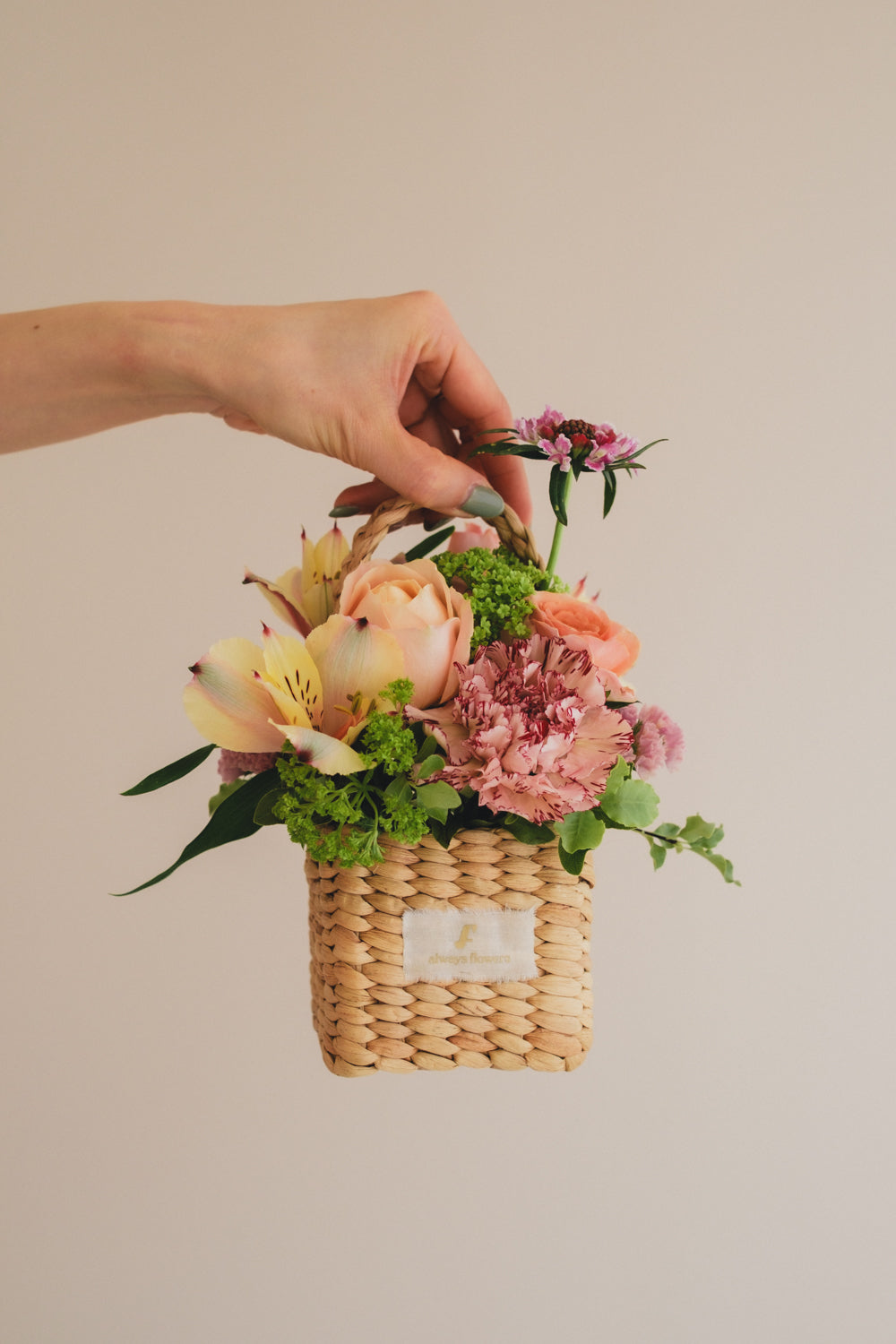 ◆3/14-4/30お届け限定◆Flower BAG No.3 ／スクエアカゴバッグ　スプリングフレッシュ／生花