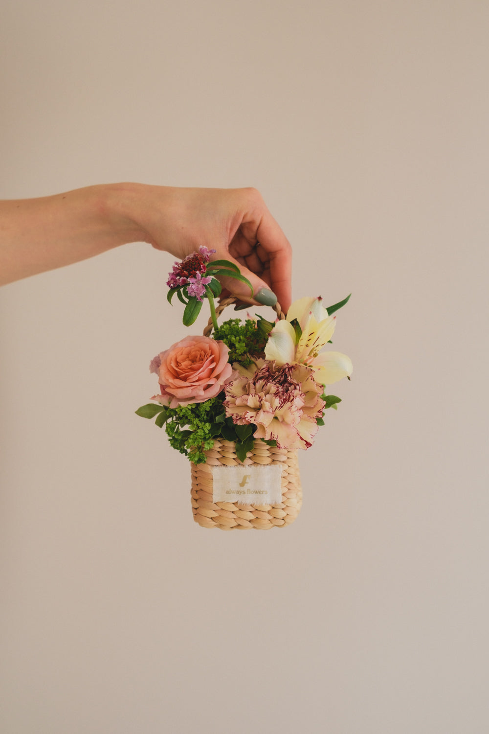 ◆3/14-4/30お届け限定◆Flower BAG No.3 ／スクエアカゴバッグ　スプリングフレッシュ／生花