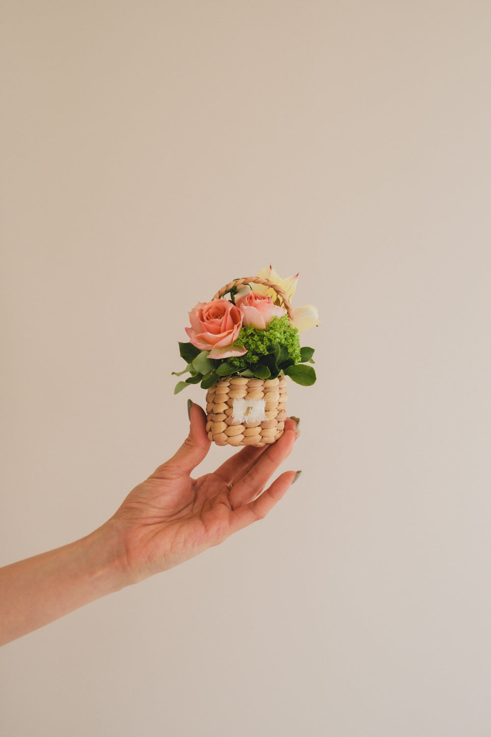 ◆3/14-4/30お届け限定◆Flower BAG No.3 ／スクエアカゴバッグ　スプリングフレッシュ／生花