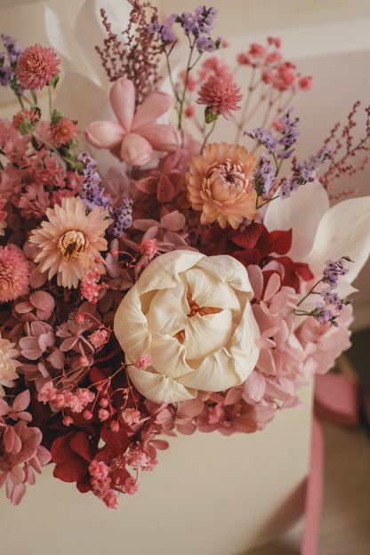 ◆母の日限定◆Flower BAG No.1／フラワーバッグアレンジ　5 Mom’s Colors  Pink／ピンク　ドライ&amp;プリザーブドフラワー