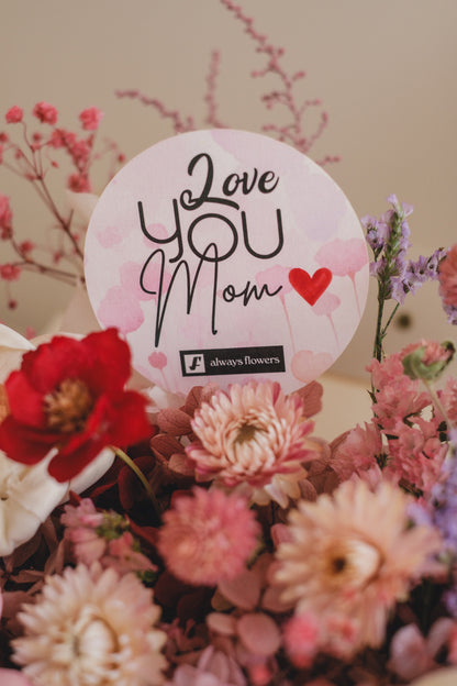 ◆母の日限定◆Flower BAG No.1／フラワーバッグアレンジ　5 Mom’s Colors  Pink／ピンク　ドライ&amp;プリザーブドフラワー