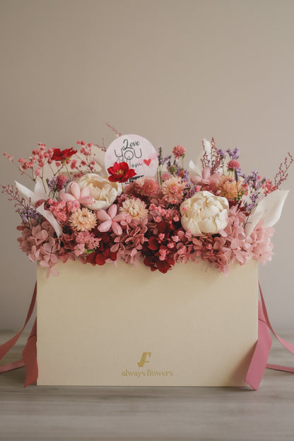 ◆母の日限定◆Flower BAG No.1／フラワーバッグアレンジ　5 Mom’s Colors  Pink／ピンク　ドライ&amp;プリザーブドフラワー